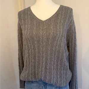 St. John's Bay Heather Gray V-Neck Sweater